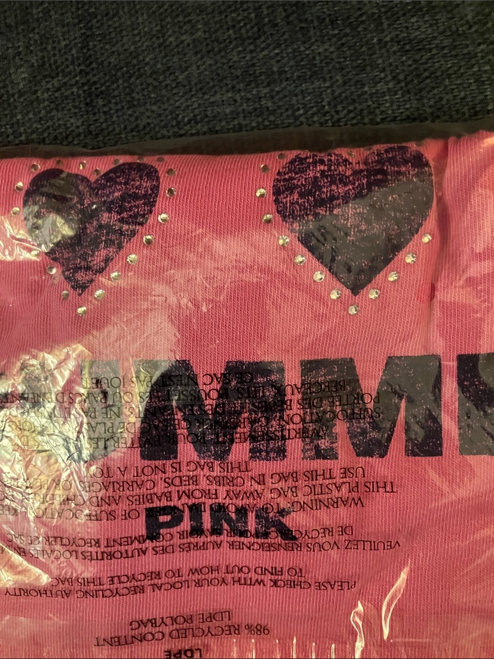 🩷VS Pink bling cotton v-stitch boxy tee sz S NWT - Picture 8 of 10